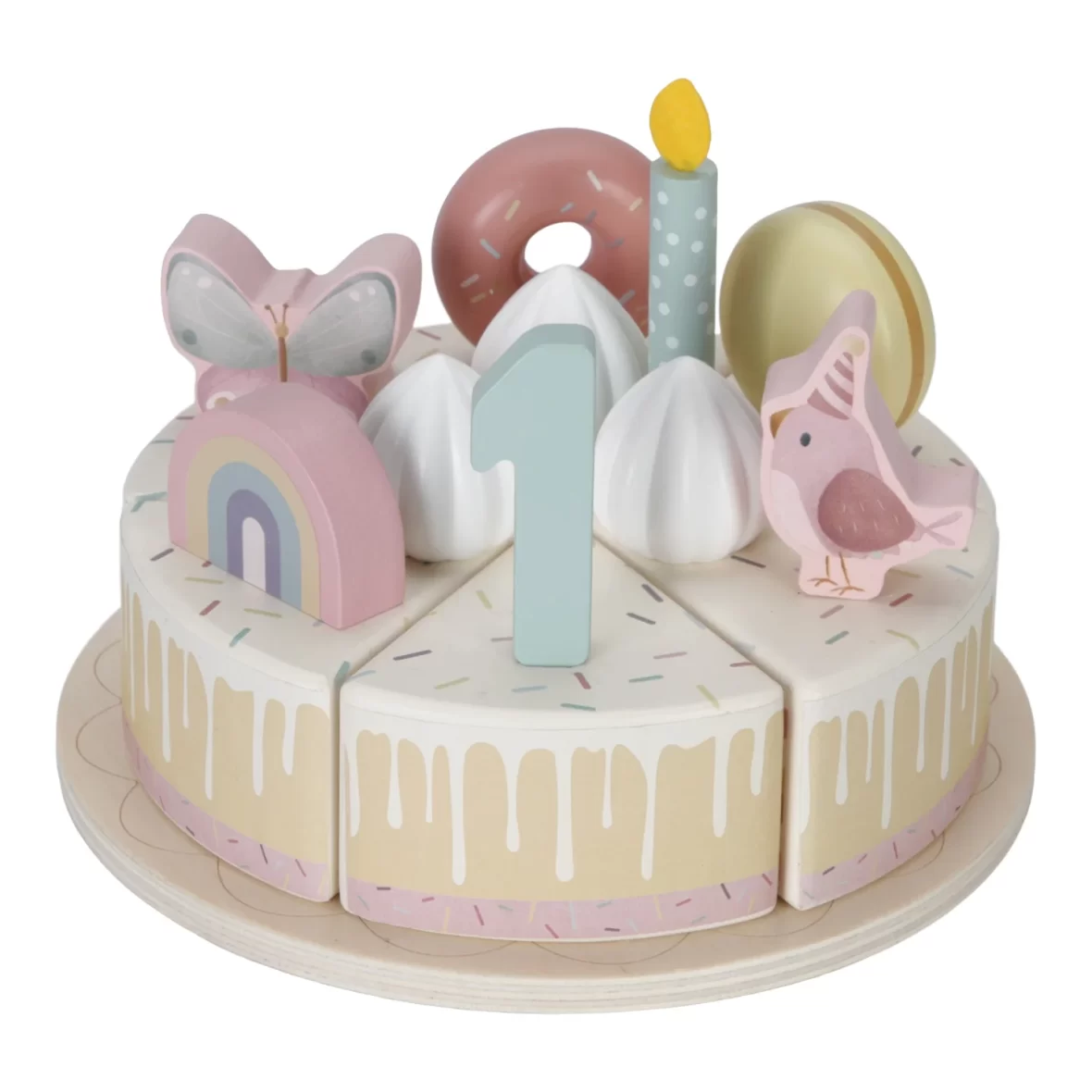 LITTLE DUTCH. Wooden birthday cake pink FSC