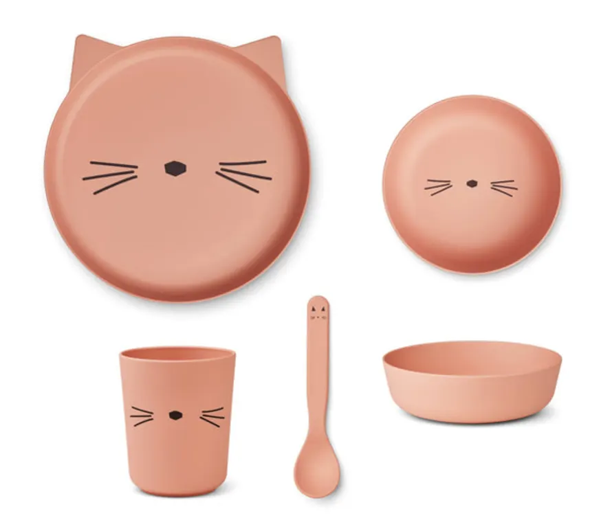 LIEWOOD. Σετ φαγητού από PLA 4τμχ brody – cat/rose blush