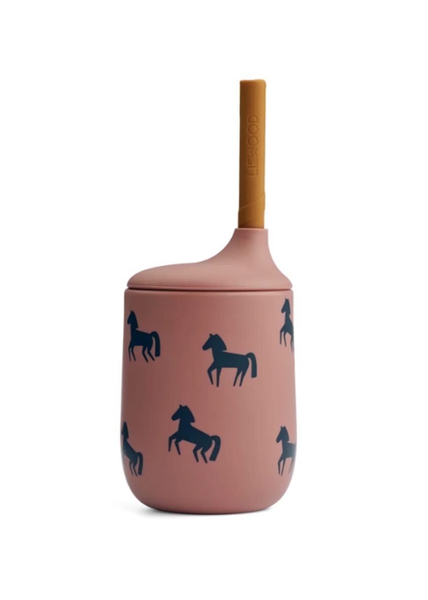 LIEWOOD. Silicone cup with straw ellis – horse