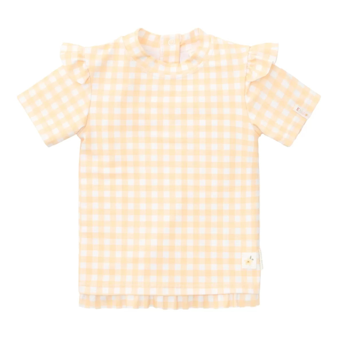 LITTLE DUTCH. T-shirt with ruffles and UV protection Yellow check