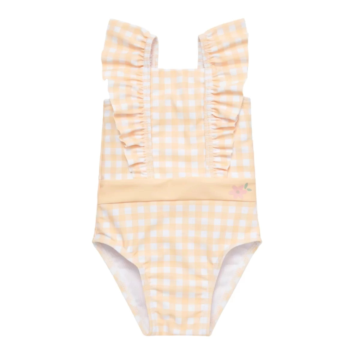 LITTLE DUTCH. Oλόσωμο μαγιό με βολάν για κορίτσια Yellow check