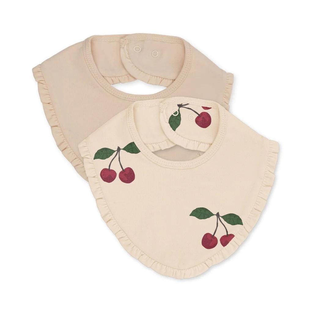 KONGES SLØJD. 2 Pack bib – ma grande cerise/ nouvelle peach