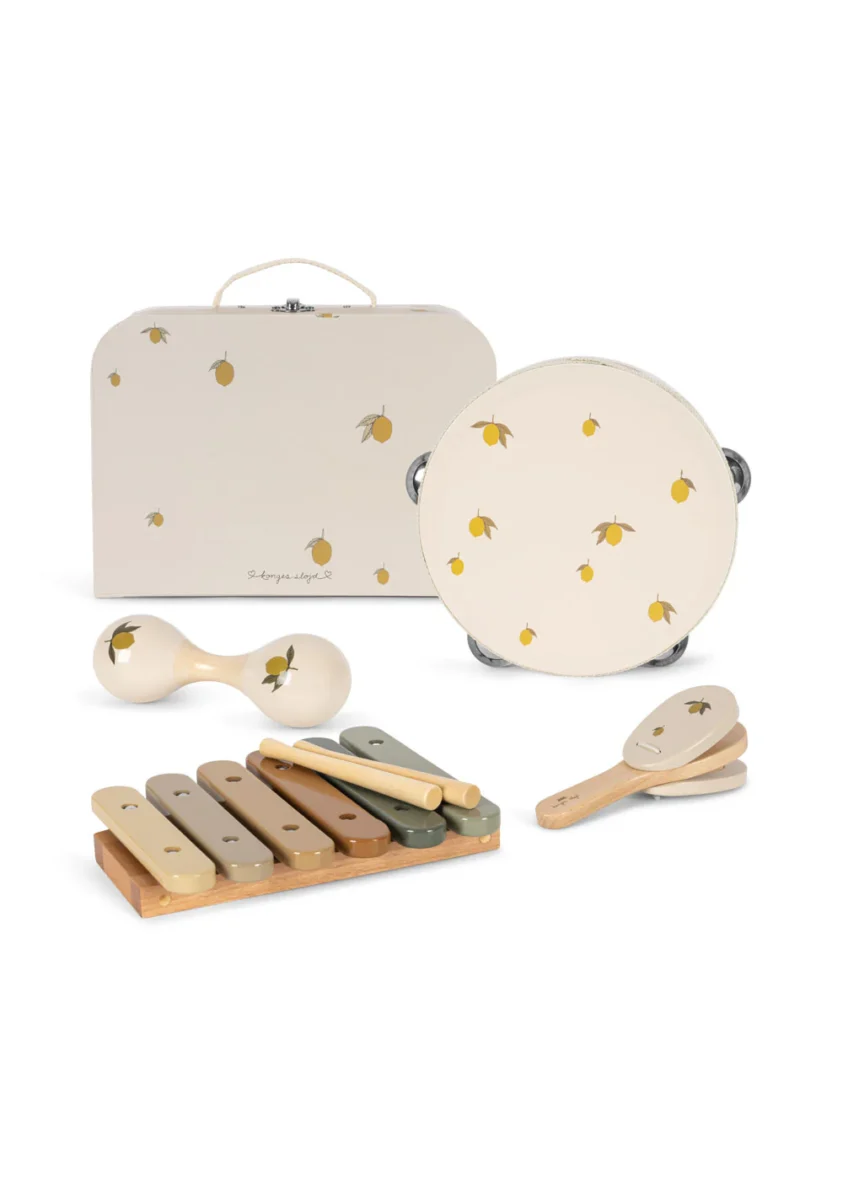 KONGES SLØJD. Ξύλινο σετ μουσικής σε βαλιτσάκι – lemon glossy