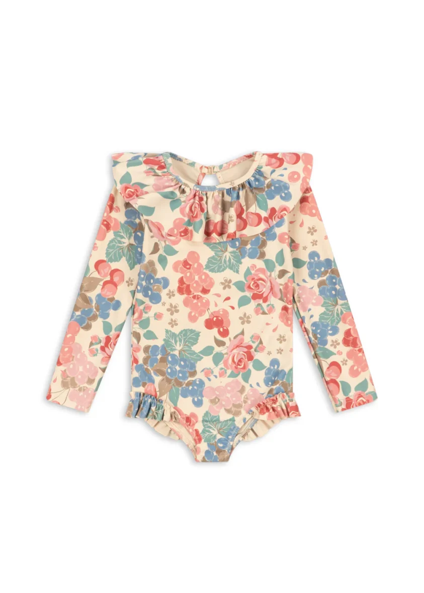 KONGES SLØJD. Ολόσωμο μακρυμάνικο μαγιό Manuca frill – bloomiegrape