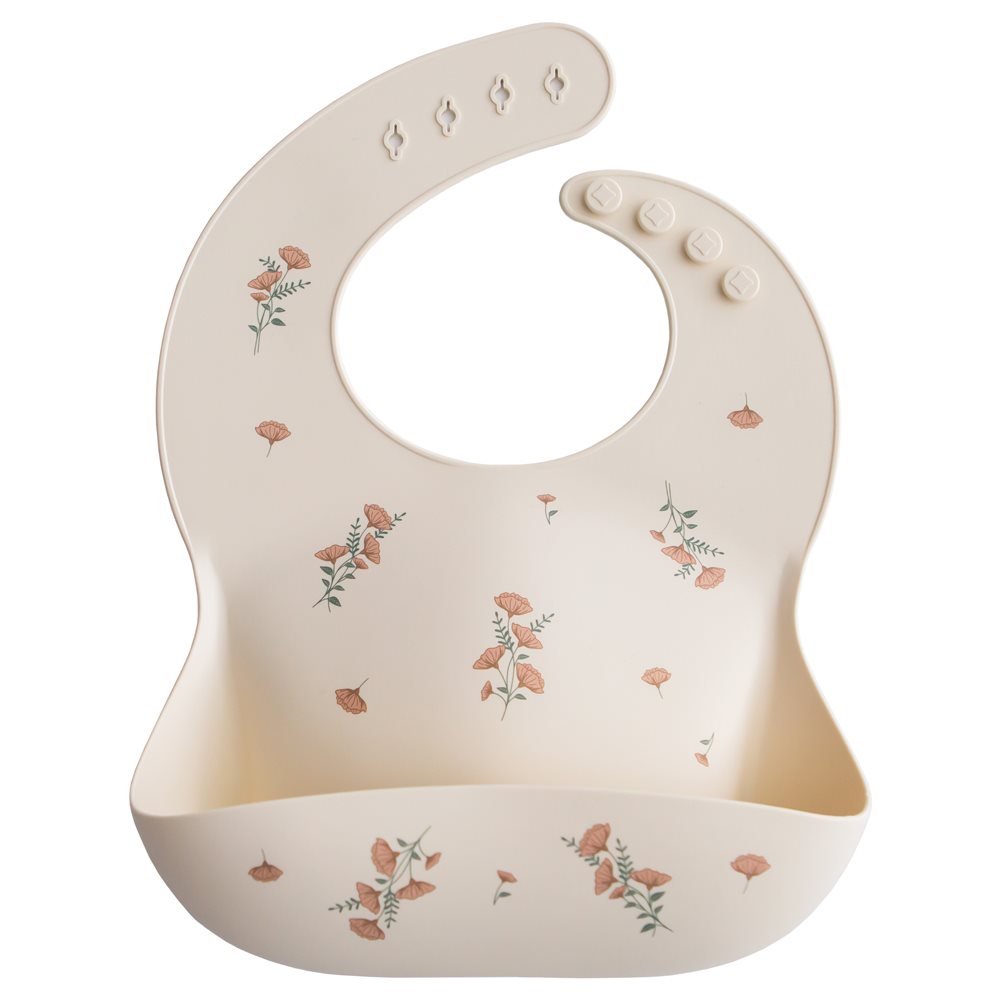 MUSHIE. Silicone bib Pink Flowers