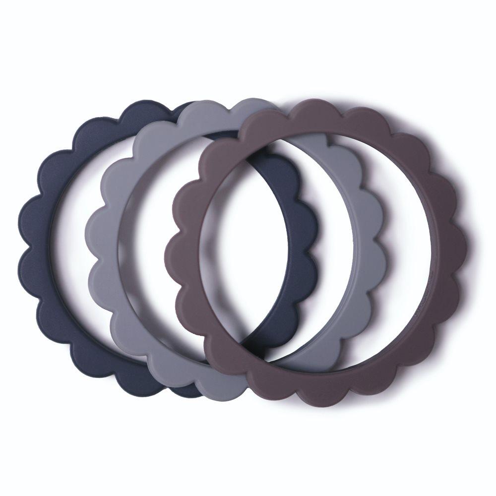MUSHIE. Σετ 3 Βραχιόλια Οδοντοφυΐας – Dove Gray/Steel/Stone