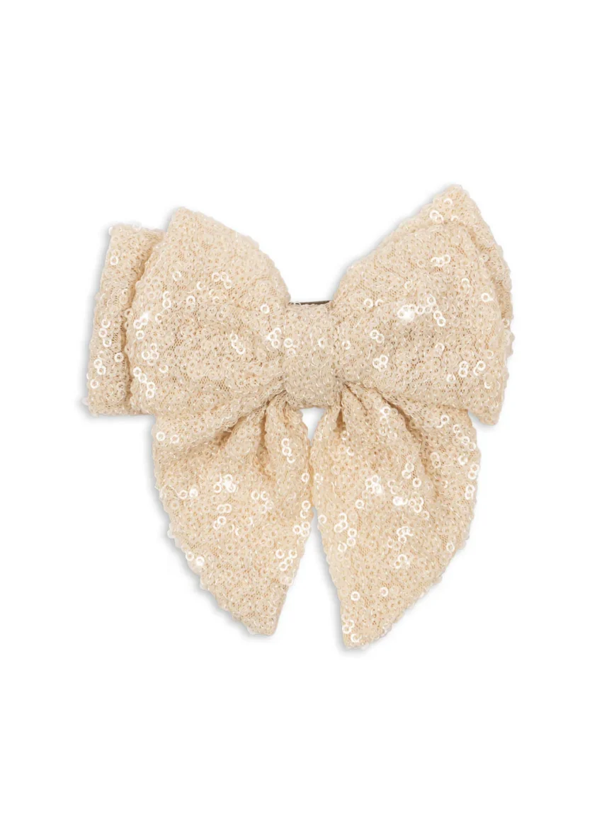 KONGES SLØJD. Aries sequin bow hair clip – white smoke
