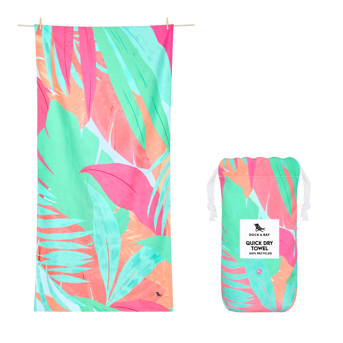 DOCK & BAY. Πετσέτα θαλάσσης Quickdry – Hot Tropics (Μικροϊνες) – XL