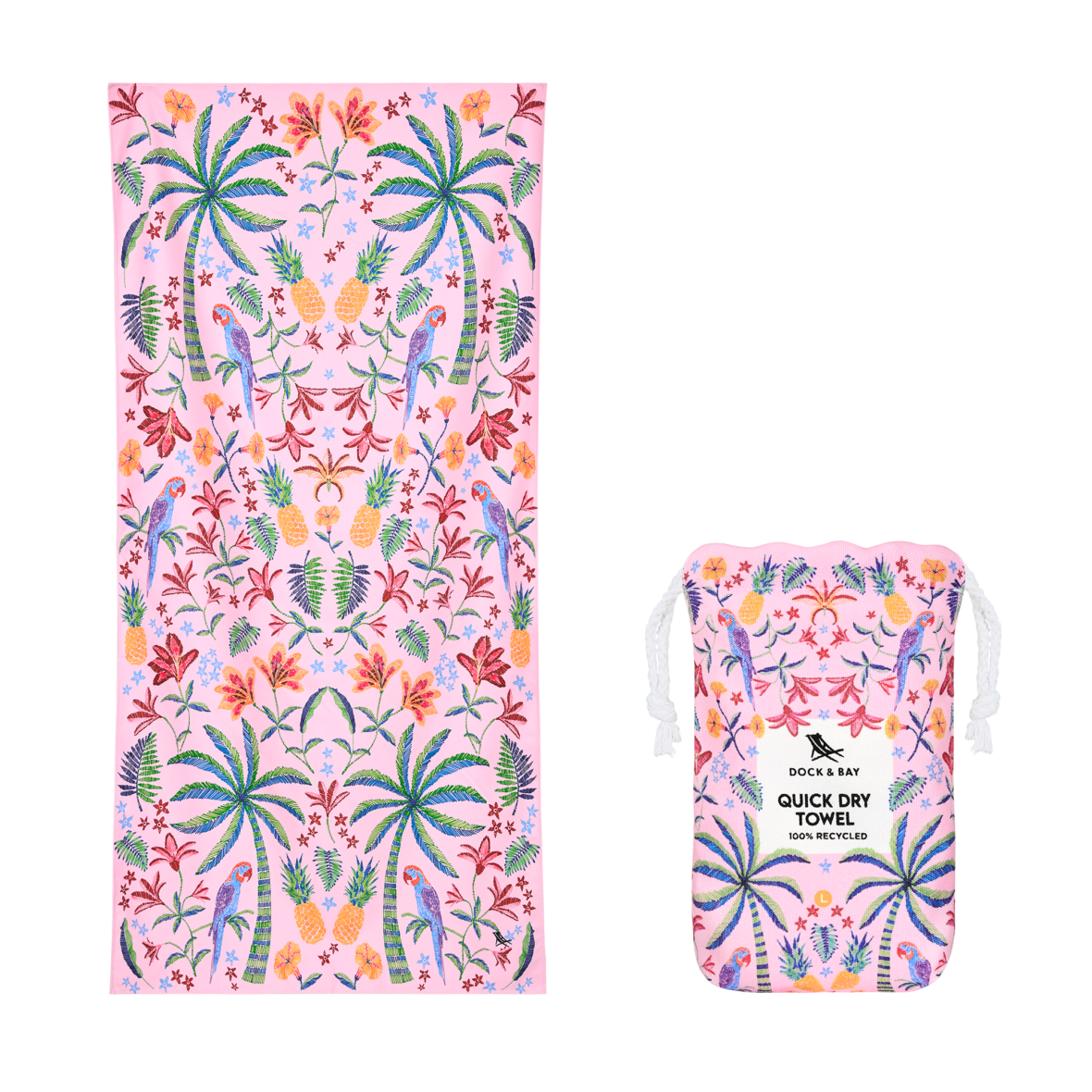 DOCK & BAY. Πετσέτα θαλάσσης Quickdry – Pink paradise (Μικροϊνες) – L