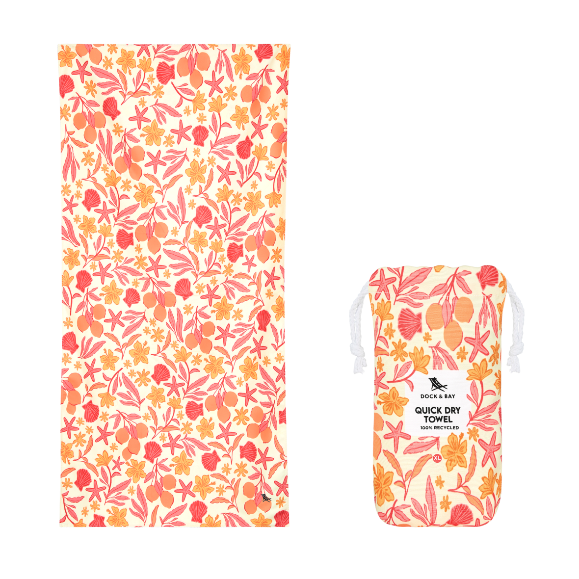 DOCK & BAY. Πετσέτα θαλάσσης Quickdry – Tangerine Tide (Μικροϊνες) – XL