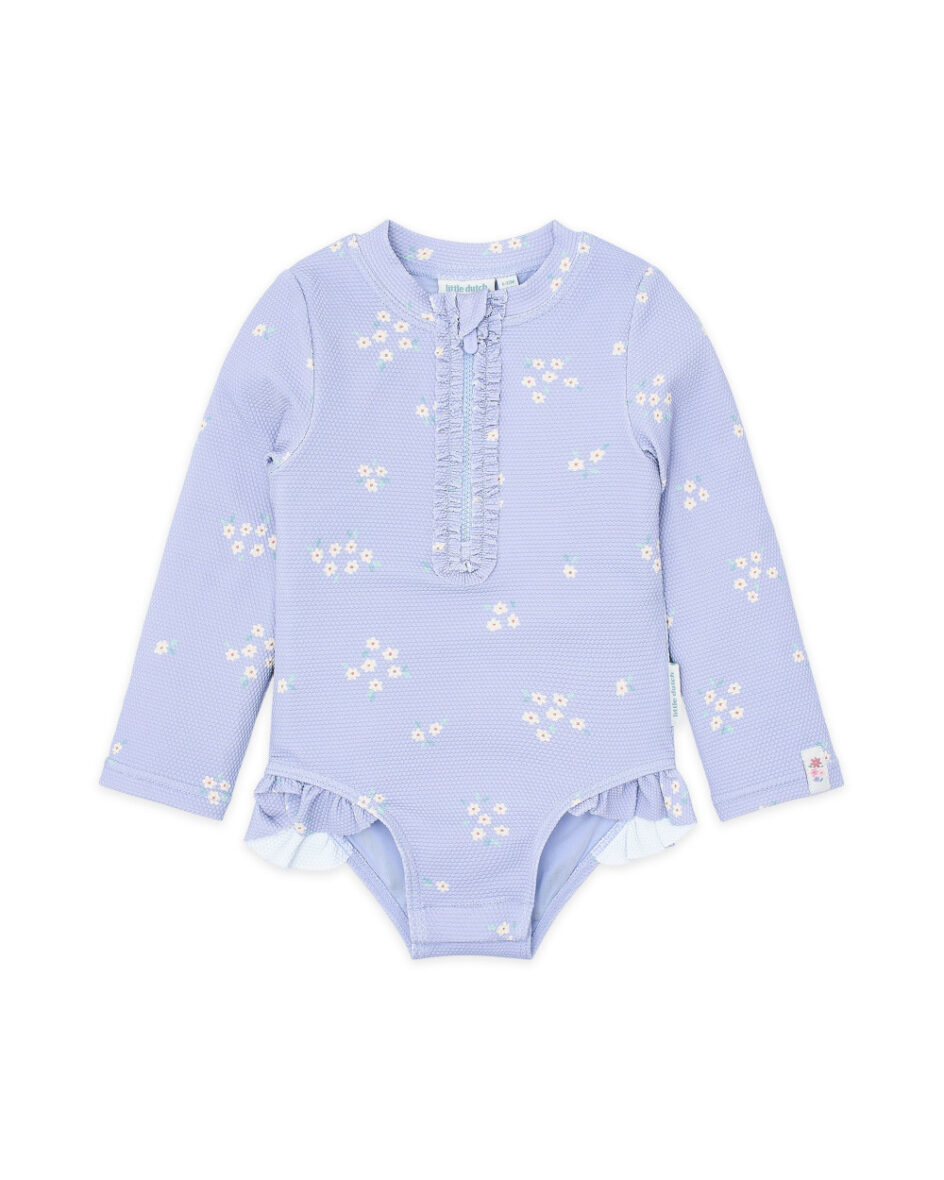 LITTLE DUTCH. Ολόσωμο μακρυμάνικο μαγιό με βολάν Dreamy Lavender