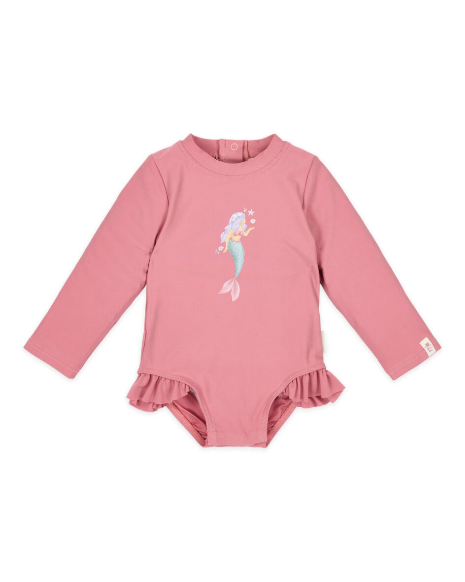 LITTLE DUTCH. LITTLE DUTCH. Ολόσωμο μακρυμάνικο μαγιό με βολάν Dreamy Pink