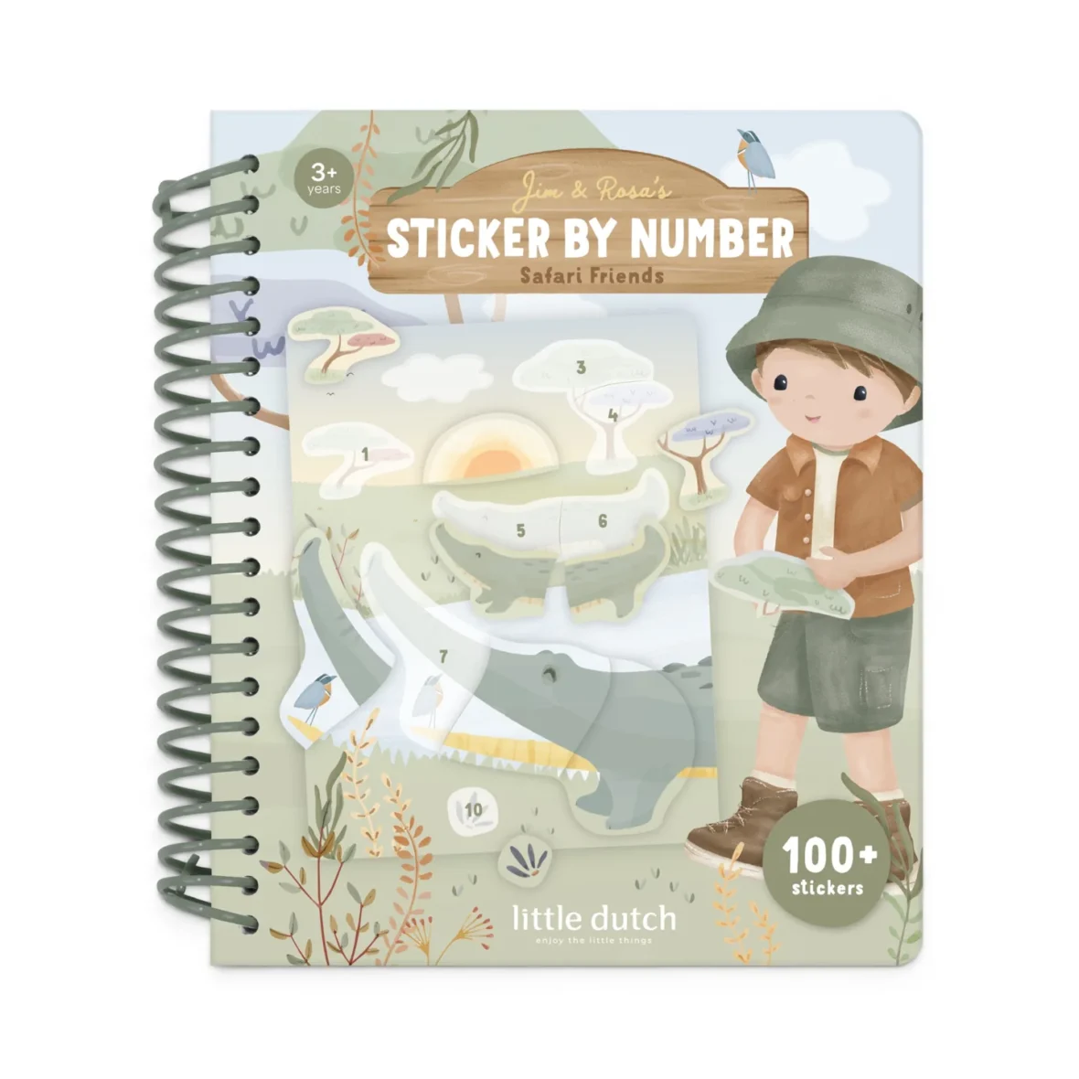 LITTLE DUTCH. Sticker by number book Jim Safari Friends