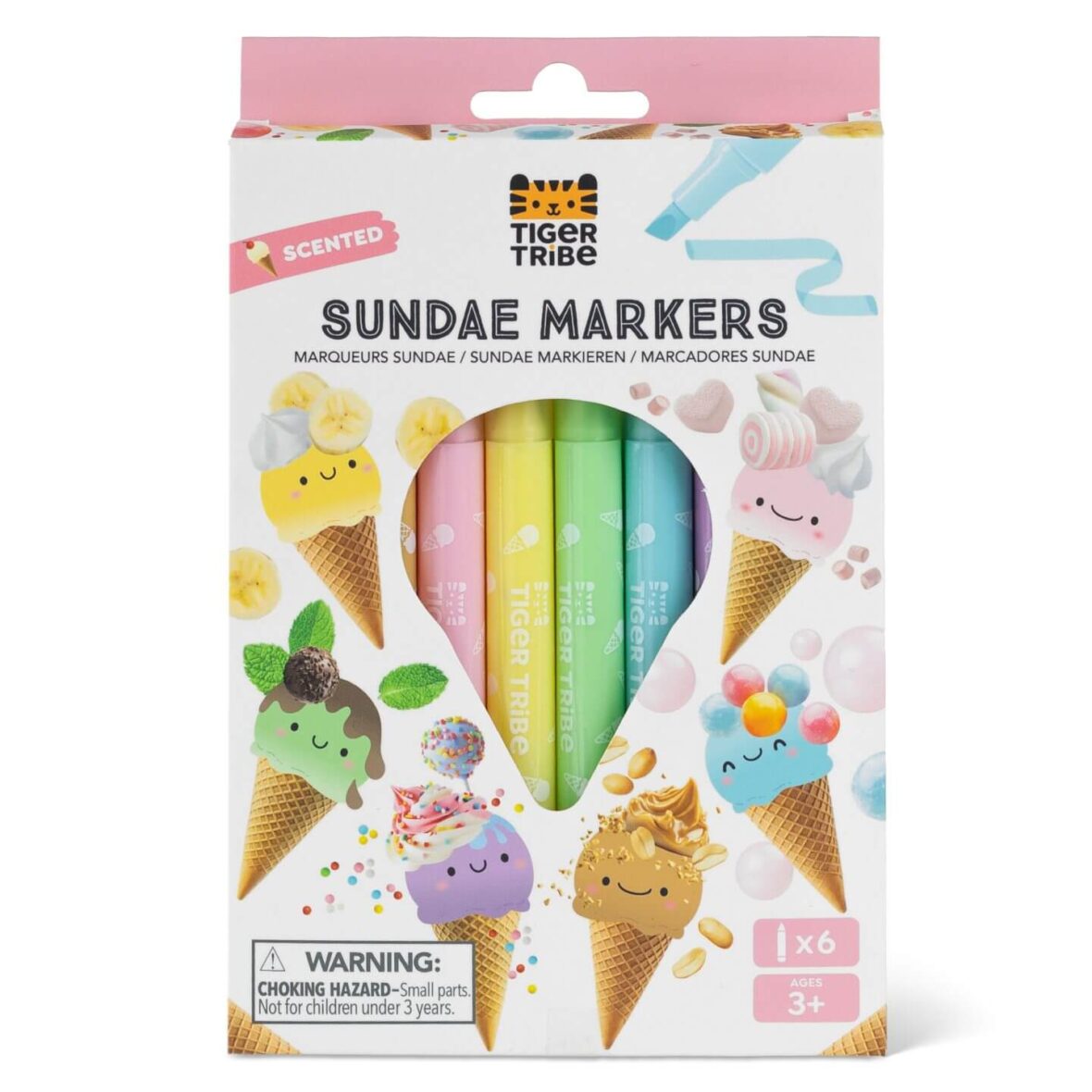 TIGER TRIBE. Σετ 6 Αρωματικοί Μαρκαδόροι – Ice Cream Scented Yπογραμμιστικά