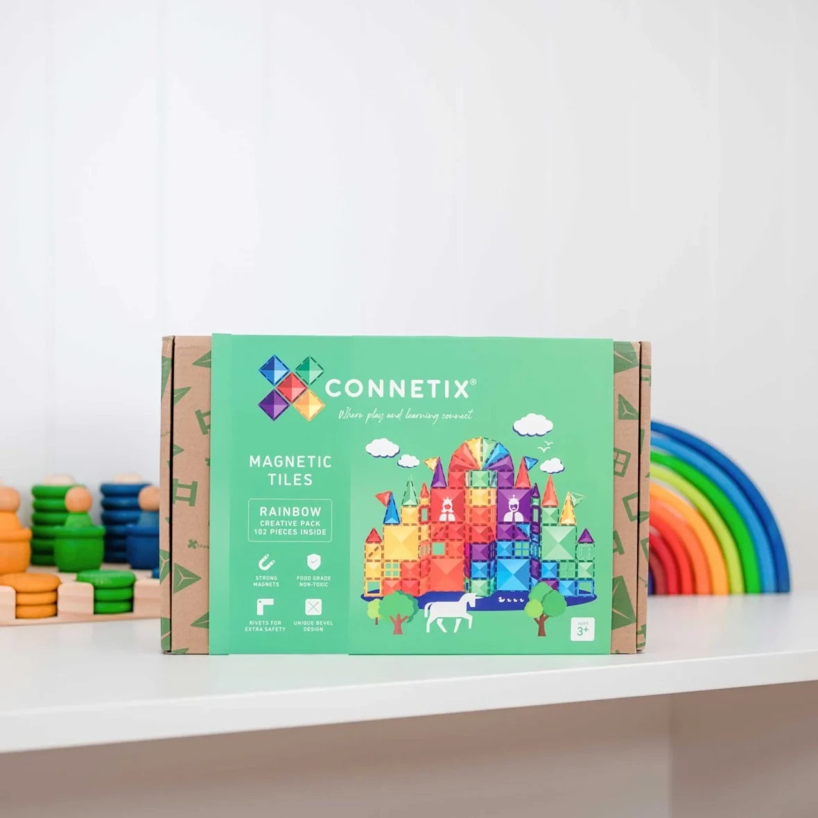 CONNETIX. Μαγνητικό παιχνίδι τουβλάκια 102 τμχ – Rainbow creative pack