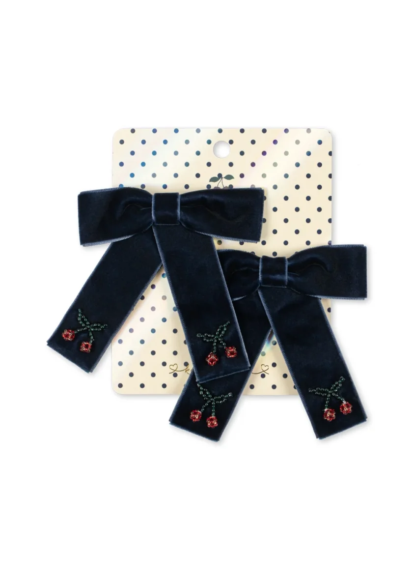 KONGES SLØJD. Σετ φιογκάκια με κλιπ 2 τμχ Juliette bow – navy